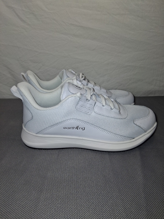 Earthing Shoes - GroundingWell Earthing White Sneaker with Black Logo Accent